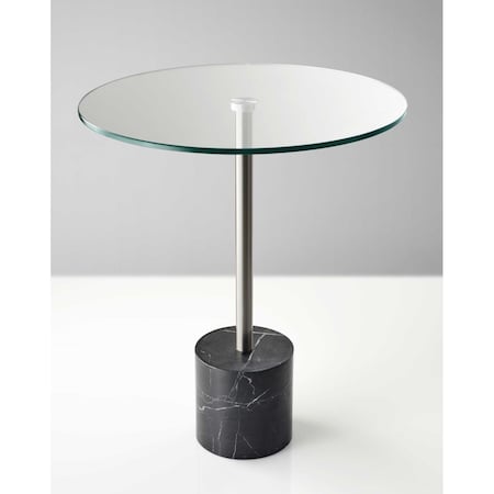 Gfancy Fixtures Brushed Steel & Black Marble End Table 17.75 x 17.75 x 21 in. GF3084712